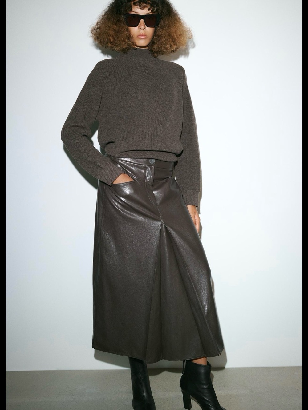 Zara ZW COLLECTION ❗️Faux Leather Midi Skirt